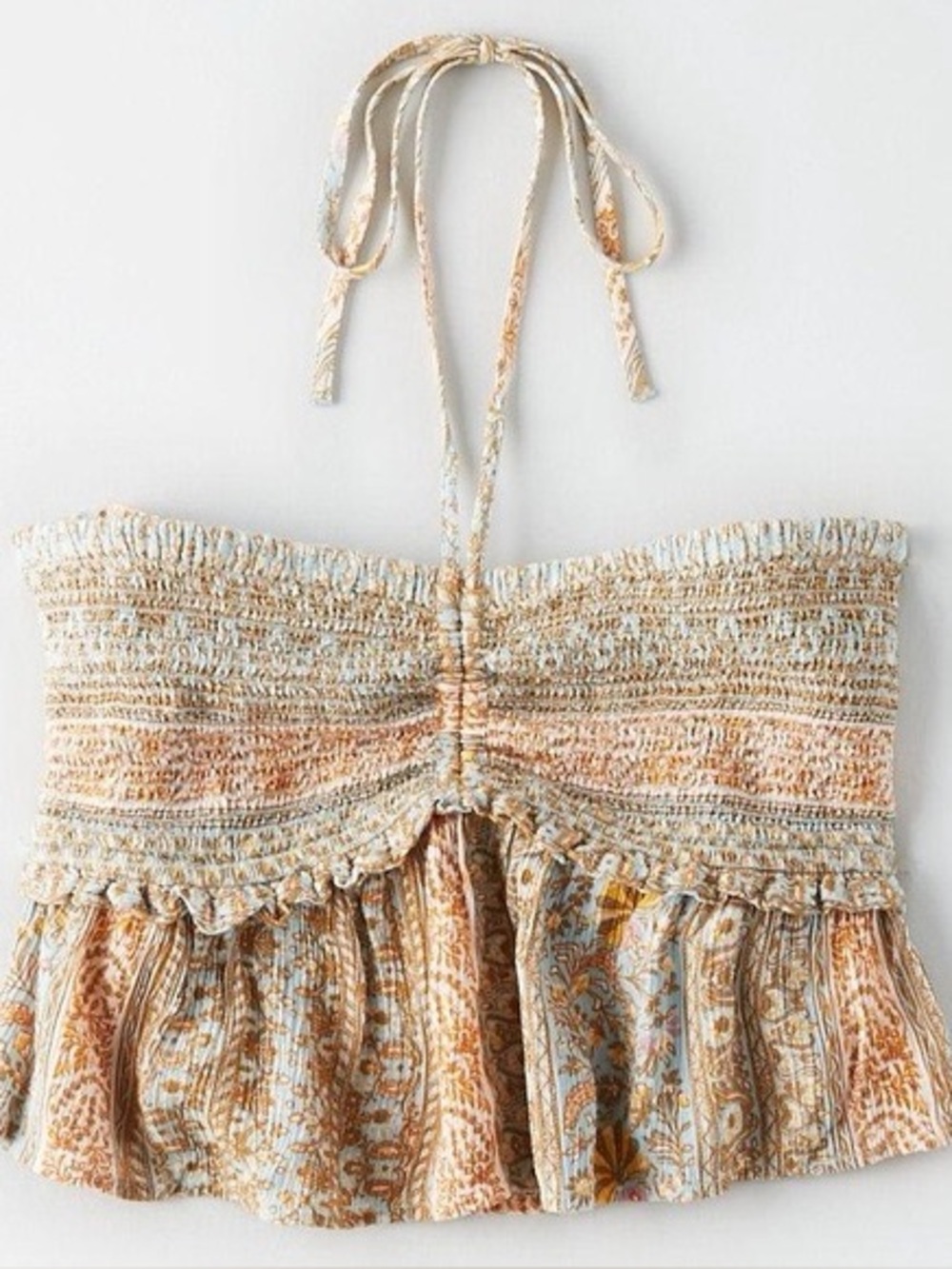 3/$25 ✨ American Eagle Smocked Halter Peplum Crop Top Size Small